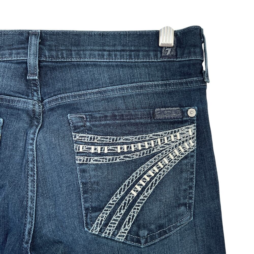 7 For All Mankind Dojo Jeans Women’s 28 Blue Denim Flared Leg Beaded Embroidered